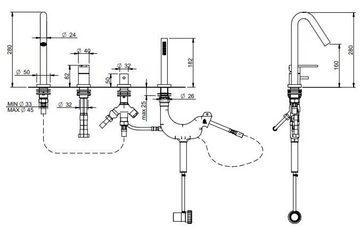 KLAB - Deck mounted Recessed brass bathtub tap with hand shower by Rubinetterie Treemme - view 3